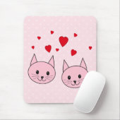 Tapis De Souris Chats roses avec des coeurs d'amour (Avec souris)