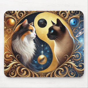 Tapis De Souris Chats symbolisant l'équilibre avec un Yin Yang
