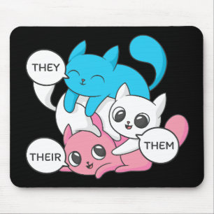 Tapis De Souris Chats trans Ils Elles Leurs Pronoms Transgenre II