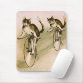 Tapis De Souris Chats vintages à vélo (Avec souris)