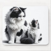 Tapis De Souris Chatte et chaton sur fond blanc (Devant)