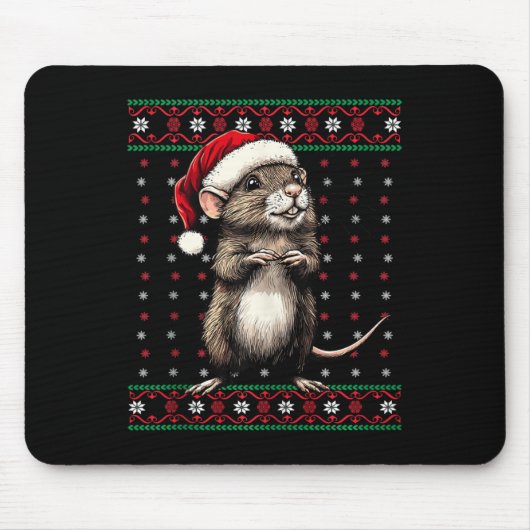 Tapis De Souris Chaud de Noël moche Rat Lover Santa Hat Funny H (Devant)