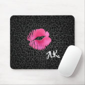 Tapis De Souris Chaud rose Lipgloss Kiss Black Leopard Avec Monogr (Avec souris)