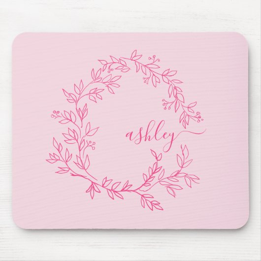 Tapis De Souris Chaud rose moderne Script Girl Monogramme Nom (Devant)