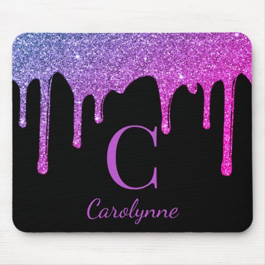 Tapis De Souris Chaud rose pourpre Parties scintillant gouttes Mon (Devant)