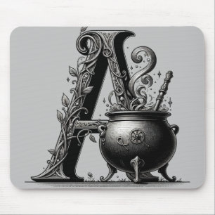 Tapis De Souris Chaudière de sorcière Lettre A initiale personnali