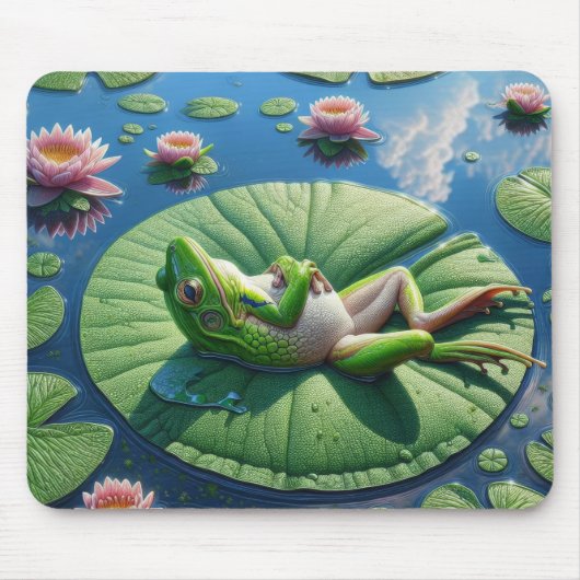 Tapis De Souris Chauffage De Grenouille Sur Lily Pad Leaf (Devant)
