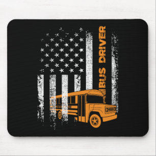 Tapis De Souris Chauffeur de bus patriotique Drapeau américain des