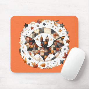 Tapis De Souris Chauve-souris patchwork d'Halloween aux couleurs d