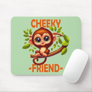 Tapis De Souris Cheeky Friend pun Cute Baby Monkey sur dessin anim