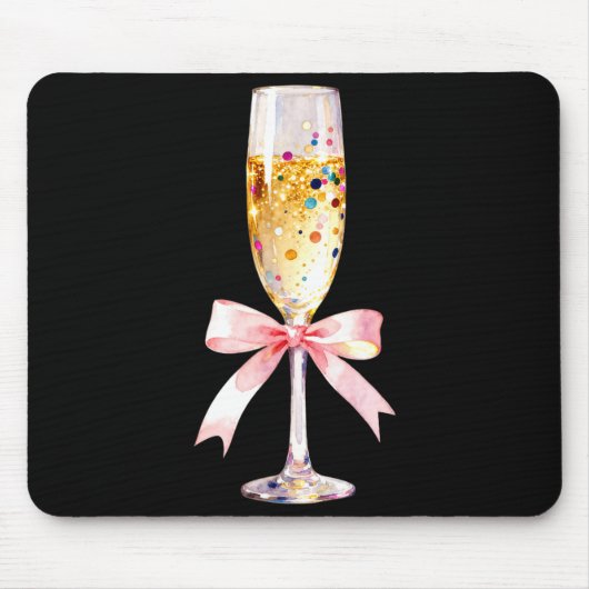 Tapis De Souris Cheer Happy New Year Coquette Bow Champagne New Ye (Devant)