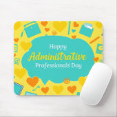 Tapis De Souris Cheerful Admin Day Office Icons Graphic Art (Avec souris)