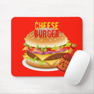 Tapis De Souris Cheeseburger Au Chili Sauce Rouge Mousepad