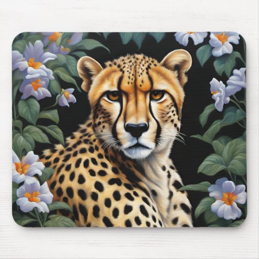 Tapis De Souris Cheetah et fleurs (Devant)
