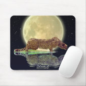 Tapis De Souris Cheetah & Moon Big Cat Wildlife Art Mousepad (Avec souris)