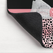 Tapis De Souris Cheetah rose et noir Imprimer Cute Bow avec nom (Coin)