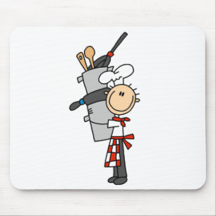 Tapis De Souris Chef avec casseroles et poêles