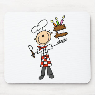 Tapis De Souris Chef avec gâteau d'anniversaire