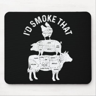 Tapis De Souris Chef Boucher Bbq Je Fumerais Ce Porc Boeuf Drôle F