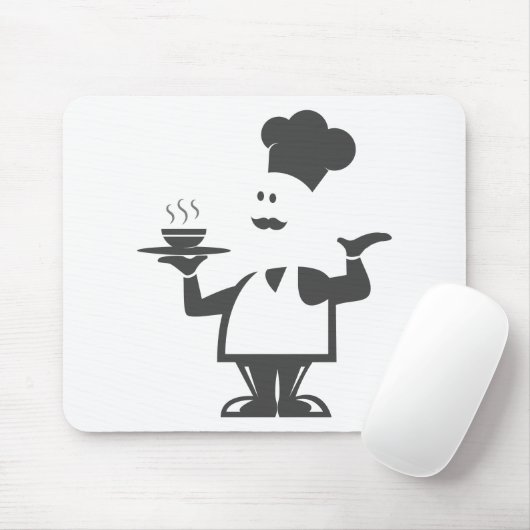 Tapis De Souris Chef tenant un bol de soupe (Avec souris)