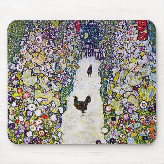 Tapis De Souris Chemin de jardin avec poulets, Gustav Klimt (Devant)