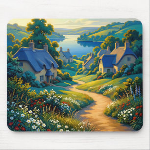 Tapis De Souris Chemin Doré vers l'Eau Bleue