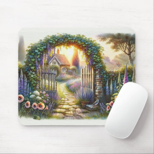 Tapis De Souris Chemin du jardin enchanté Cottagecore