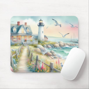 Tapis De Souris Chemin vers le Cottage Littoral au Phare