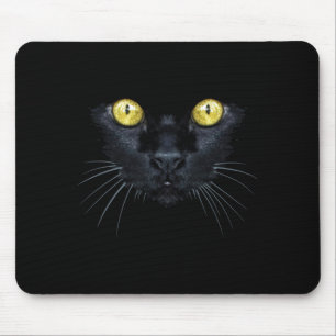 Tapis De Souris Chemise Chat Noir Halloween Chat aux Yeux Jaunes S