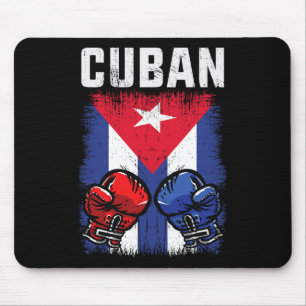 Tapis De Souris Chemise De Boxe Cuba Avec Gants Et Drapeau Cubain