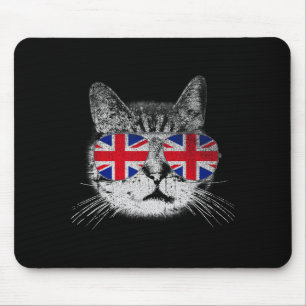 Tapis De Souris Chemise de chat Union Jack Drapeau Pays Rétro Angl