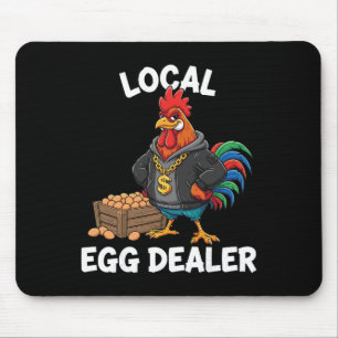 Tapis De Souris Chemise de négociant en œufs locaux rétro, poulet
