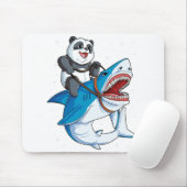 Tapis De Souris Chemise de requin Panda Riding pour hommes garçons (Avec souris)
