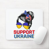 Tapis De Souris Chemise de soutien à l'Ukraine Femme Drapeau Améri (Avec souris)