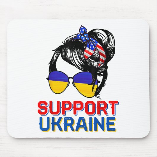Tapis De Souris Chemise de soutien à l'Ukraine Femme Drapeau Améri (Devant)