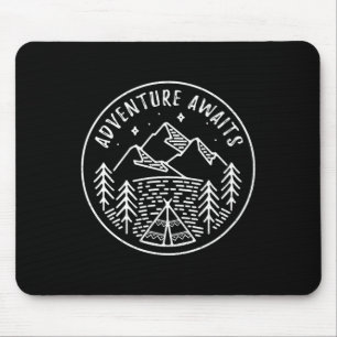 Tapis De Souris Chemise de tente de camp d'été rétro Adventure Awa