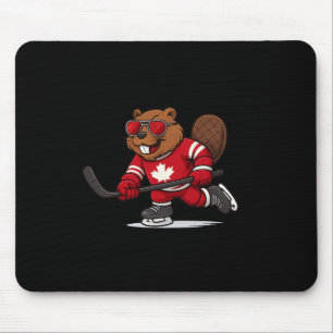 Tapis De Souris Chemise du castor canadien symbole de hockey drape