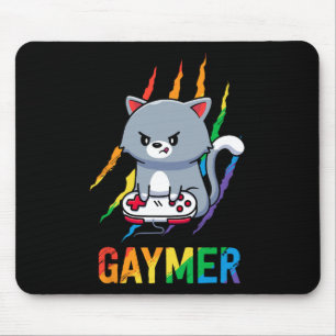 Tapis De Souris Chemise Gaymer Lgbt Cat Pride Arc-en-ciel Jeu Vidé