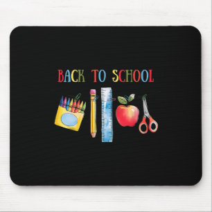 Tapis De Souris Chemise Retour À L'école Crayons Pomme Règle Crayo