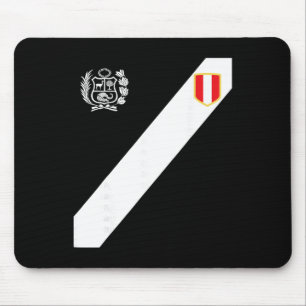 Tapis De Souris Chemise rouge Pérou Drapeau péruvien Escudo Rétro
