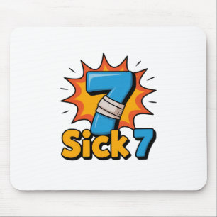 Tapis De Souris Chemise Sick Seven Meme Six Sept Blague de Mot Amu