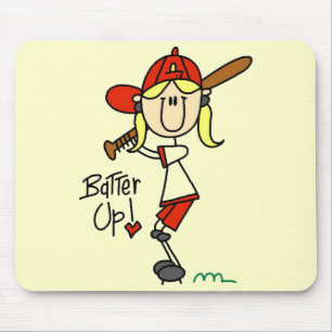 Tapis De Souris Chemises et Cadeaux de Baseball Filles Batter Up