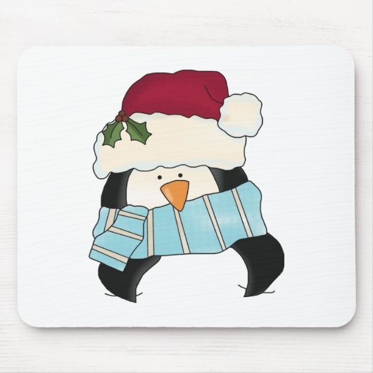 Tapis De Souris Chemises et cadeaux de Noël en pingouin (Devant)