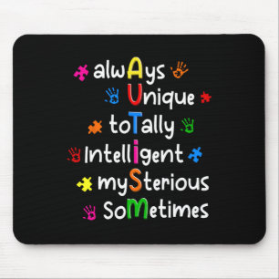 Tapis De Souris Chemises sur l'autisme Toujours uniques Totalement