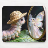 Tapis De Souris Chenille floue regardant un papillon fée (Devant)