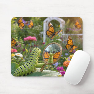 Tapis De Souris Chenille rêvant d'être un papillon
