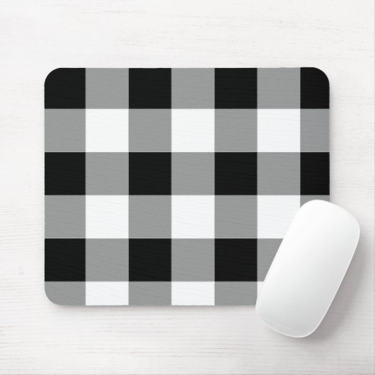 Tapis De Souris Chèque de bison noir et blanc (Avec souris)