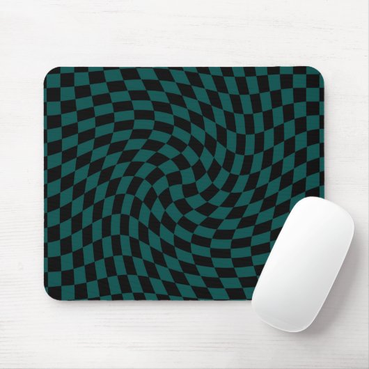 Tapis De Souris Chèques Noirs Retro Warped Jungle Vert À damiers (Avec souris)