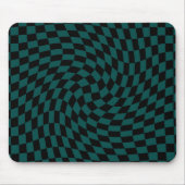 Tapis De Souris Chèques Noirs Retro Warped Jungle Vert À damiers (Devant)