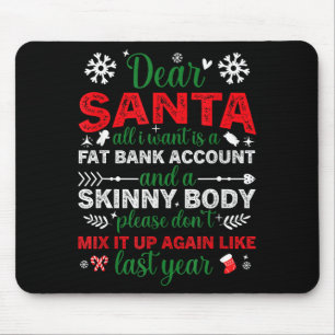 Tapis De Souris Cher Père Noël Compte Bancaire Gras Corps Maigre D